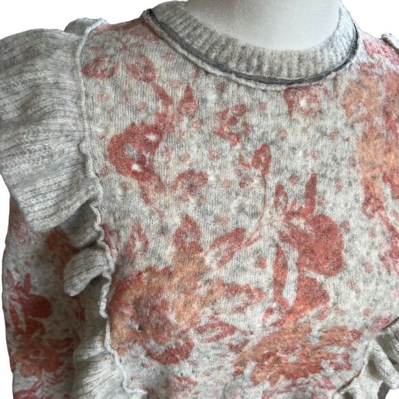 Free People Love Fool Ruffle Pullover Sweater NWT XS Floral, Bell Sleeve, Romant - Picture 3 of 12